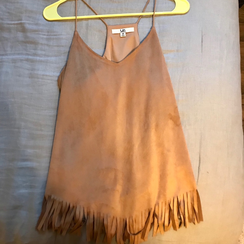 Anything Bling Boutique suede fringe tank top